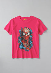 0017-spiderman-face_0002_pink 1 -  Spiderman Face Kids Superhero T-Shirt for Boys & Girls -  Kiddo.pk