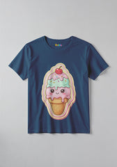003-Icecream-navy-blue 1 -  Ice Cream Fun Graphic Kids T-Shirt For Girls -  Kiddo.pk