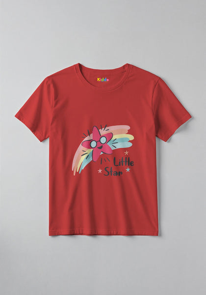 0058-STAR-red 1 -  Twinkle Star Kids Graphic T-Shirt for Girls -  Kiddo.pk