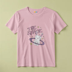 Space Bunny Cartoon Kids Graphic T-Shirt for Girls