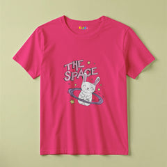 Space Bunny Cartoon Kids Graphic T-Shirt for Girls