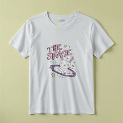 Space Bunny Cartoon Kids Graphic T-Shirt for Girls