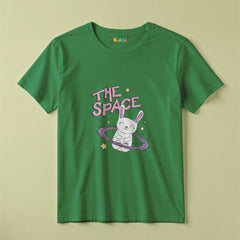 Space Bunny Cartoon Kids Graphic T-Shirt for Girls
