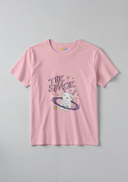 Space Bunny Cartoon Kids Graphic T-Shirt for Girls
