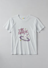Space Bunny Cartoon Kids Graphic T-Shirt for Girls
