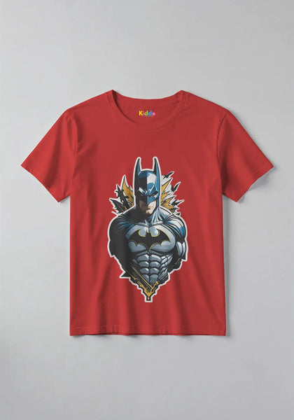 0087-batman-half-red-1 -  Batman Logo Classic T Shirt for Boys -  Kiddo.pk -  Batman Logo Classic T Shirt for Boys -  Kiddo.pk