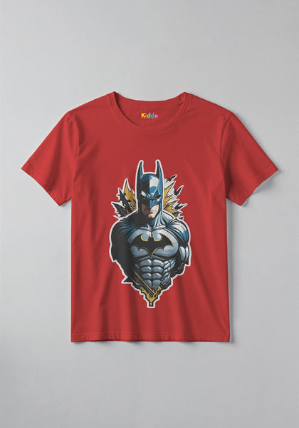 0087-batman-half-red-1 -  Batman Logo Classic T Shirt for Boys -  Kiddo.pk