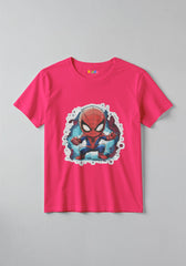 0088-baby-spider_0002_pink -  Baby Spider Kids Tee – Cute Spider Cartoon T-Shirt for Kids -  Kiddo.pk