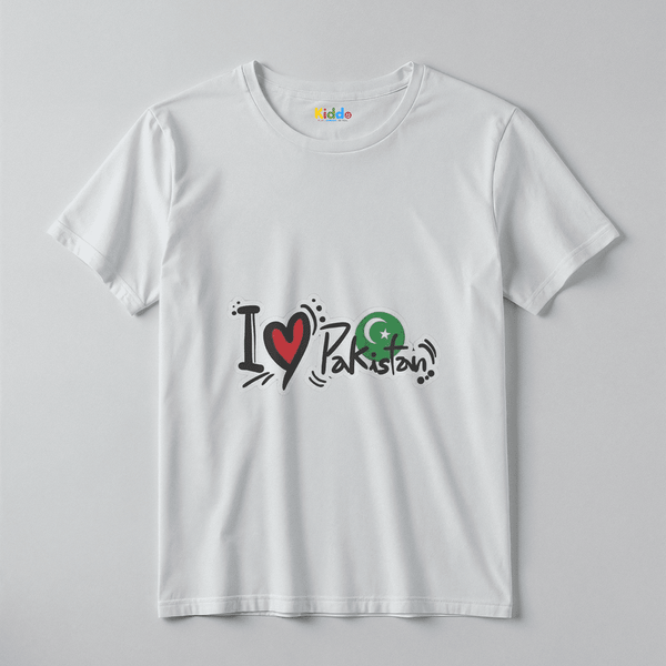 -  I Love Pakistan Kids T-Shirt – White & Green -  Kiddo Retail