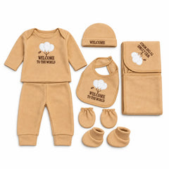 Newborn Welcome Beige Polar Fleece Set | 7-Piece Baby Winter Set