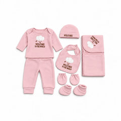 Newborn Welcome Baby Pink Polar Fleece Set | 7-Piece Baby Winter Set