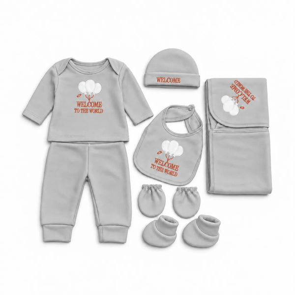 Newborn Welcome Grey Polar Fleece Set |7-Piece Baby Winter Set