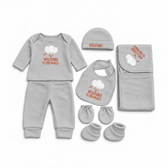 Newborn Welcome Grey Polar Fleece Set |7-Piece Baby Winter Set