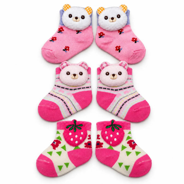Newborn Pink Character Socks Set