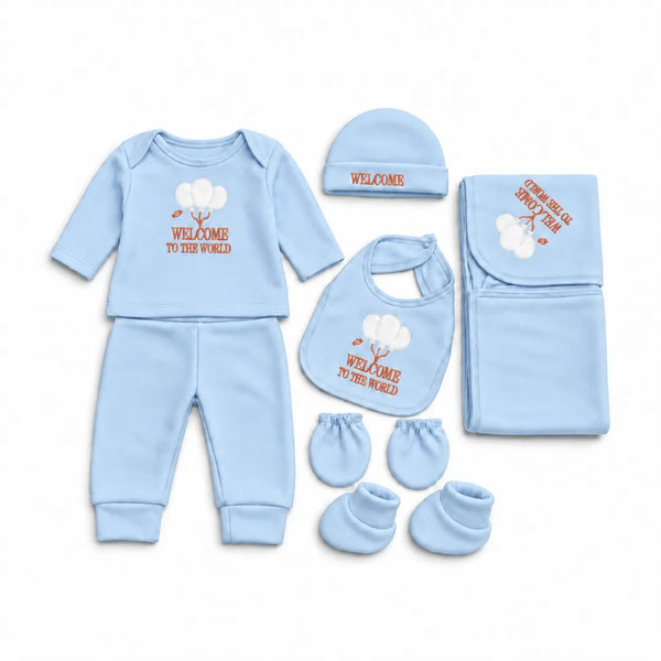 Newborn Welcome Baby Blue Polar Fleece Set | 7-Piece Baby Winter Set