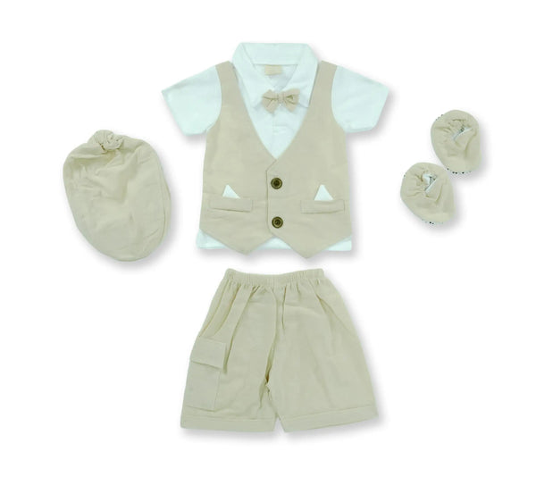 -  Infant Beige & White Cotton Dress – Soft Everyday Wear -  Kiddo Retail -  Infant Beige & White Cotton Dress – Soft Everyday Wear -  Kiddo Retail