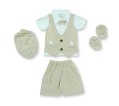 '-  Infant Beige & White Cotton Dress – Soft Everyday Wear -  Kiddo Retail -  Infant Beige & White Cotton Dress – Soft Everyday Wear -  Kiddo Retail