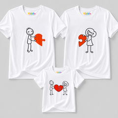 Cut Heart Mother, Father & Son Matching T-Shirt Bundle - White
