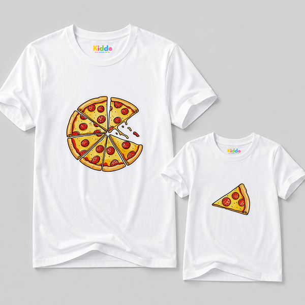 Pizza Father & Son Matching T-Shirt Bundle - White