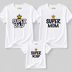 Super Kid Mother, Father & Son Matching T-Shirt Bundle - White
