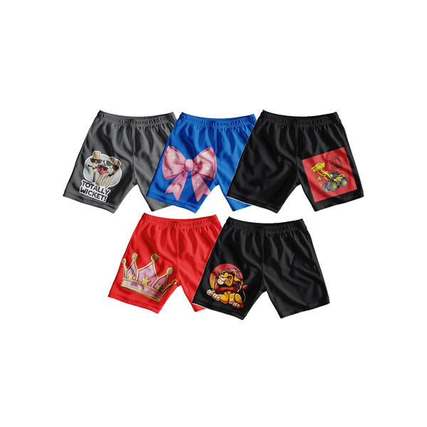 Totally Wicket, Bow, Monster Truck, Crown and Lion 5-Shorts Bundle