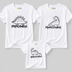 Dino Family Mother, Father & Son Matching T-Shirt Bundle - White