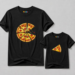 Pizza Father & Son Matching T-Shirt Bundle - Black