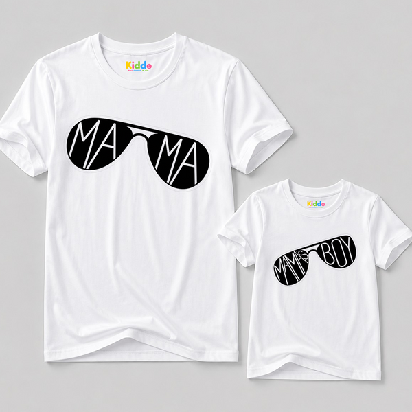Glasses Mother & Son Matching T-Shirt Bundle - White