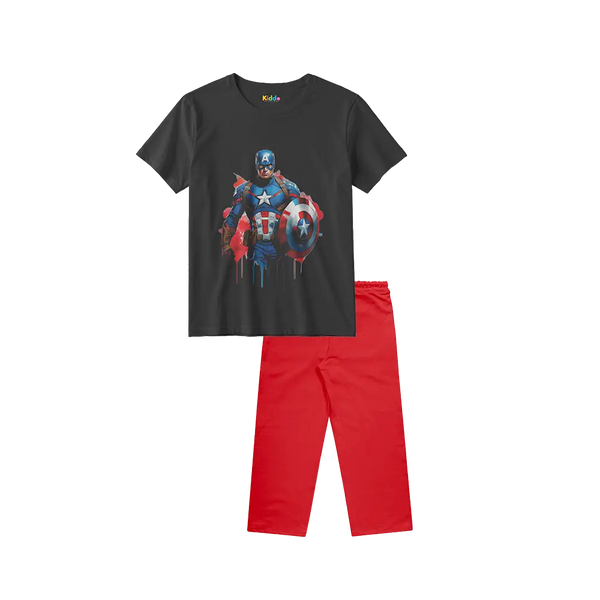 Captain America Black Shirt + Red Trouser Bundle
