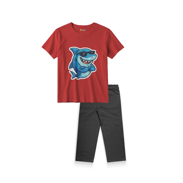Cool Shark Red Shirt + Black Trouser Bundle