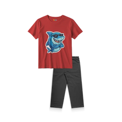Cool Shark Red Shirt + Black Trouser Bundle