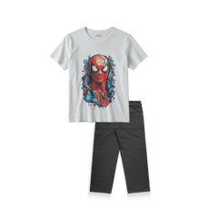 Spider-Man White Shirt + Black Trouser Bundle