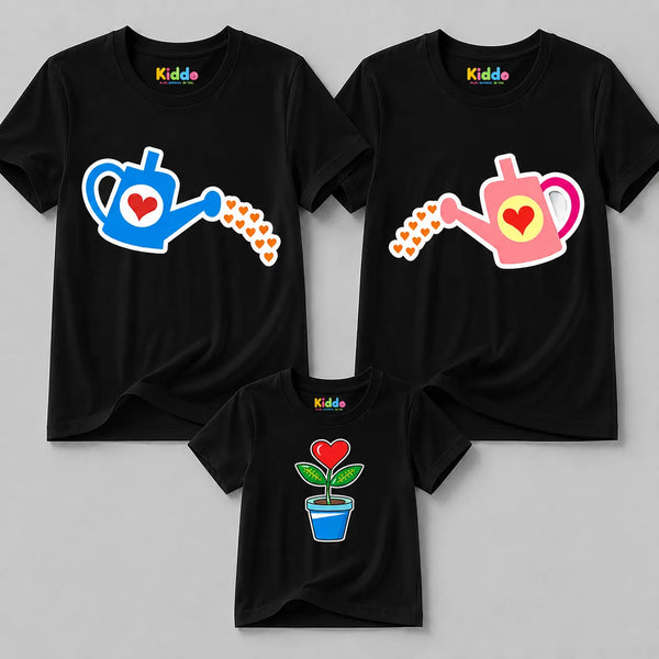 Super Mother, Father & Daughter Matching T-Shirt Bundle - Black