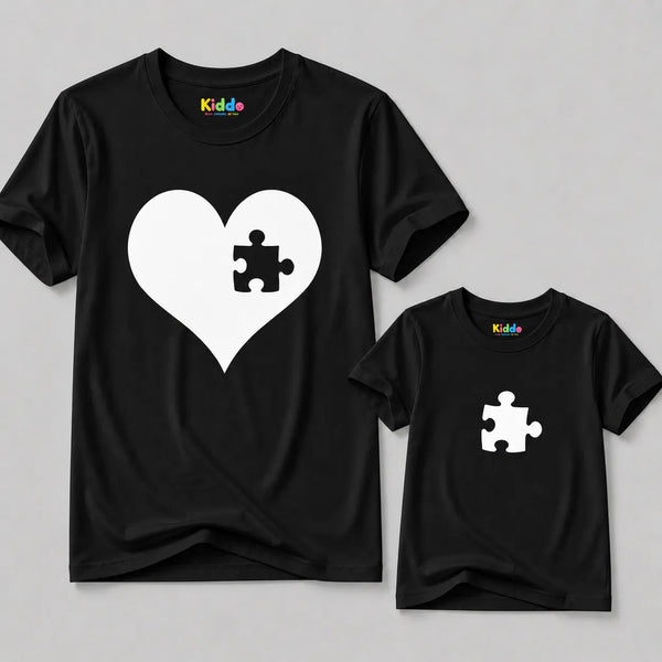Heart Mother & Daughter Matching T-Shirt Bundle - Black