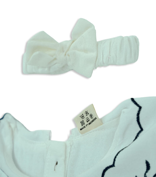 Infant Cotton Dress – Blue & Floral Print