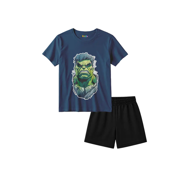 Hulk Navy Shirt + Black Shorts Bundle
