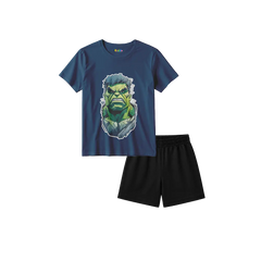 Hulk Navy Shirt + Black Shorts Bundle