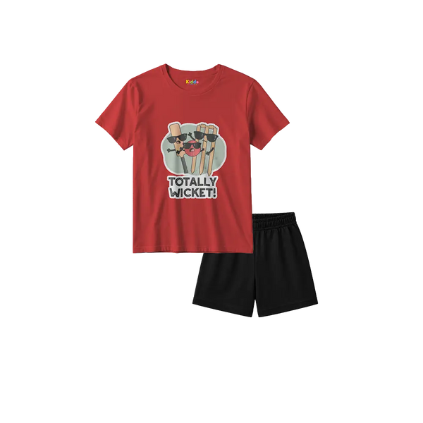 Totally Wicket Red Shirt + Black Shorts Bundle