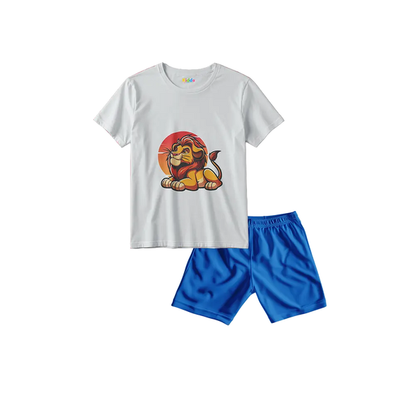 Golden Lion Cub White Shirt + Blue Shorts Bundle