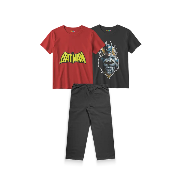 Batman Red & Black Shirts + Black Trouser Bundle