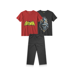 Batman Red & Black Shirts + Black Trouser Bundle