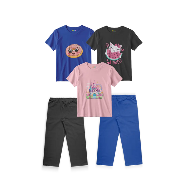 Donut, Watermelon Cat and Castle 3-Shirt + 2 Trousers Bundle