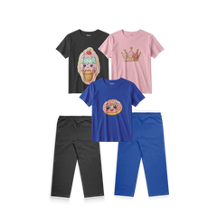 Ice Cream, Crown and Donut 3-Shirt + 2 Trousers Bundle