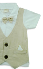 '-  Infant Beige & White Cotton Dress – Soft Everyday Wear -  Kiddo Retail -  Infant Beige & White Cotton Dress – Soft Everyday Wear -  Kiddo Retail