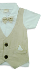-  Infant Beige & White Cotton Dress – Soft Everyday Wear -  Kiddo Retail