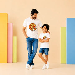 Pizza Father & Son Matching T-Shirt Bundle - White