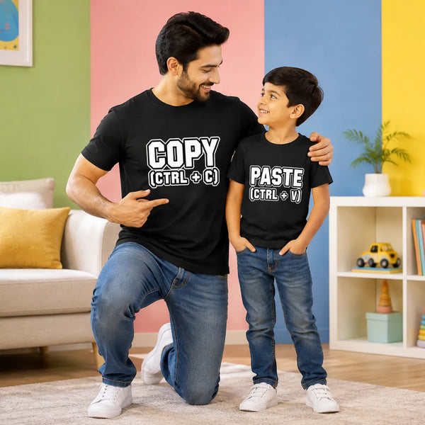 Copy Paste Father & Son Matching T-Shirt Bundle - Black