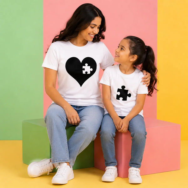 Heart Mother & Daughter Matching T-Shirt Bundle - White