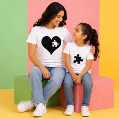 Heart Mother & Daughter Matching T-Shirt Bundle - White