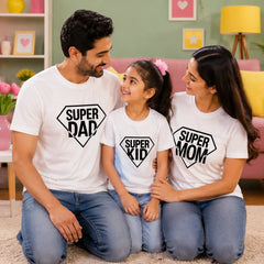 Super Mother, Father & Daughter Matching T-Shirt Bundle - White